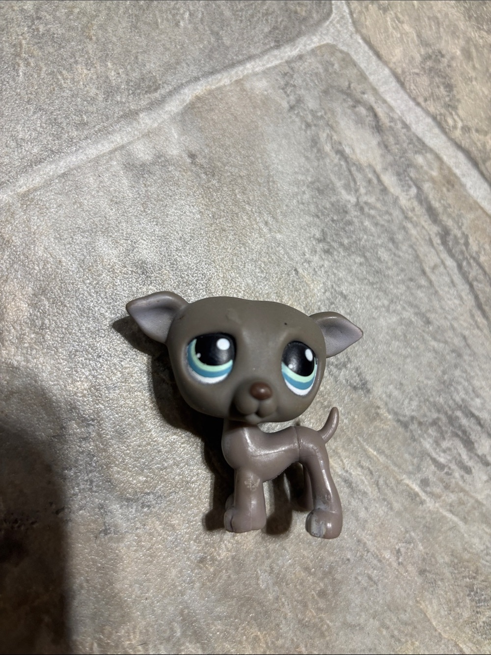 Littlest Pet Shop Gray Greyhound Dog # 319 Figure with Blue Eyes LPS